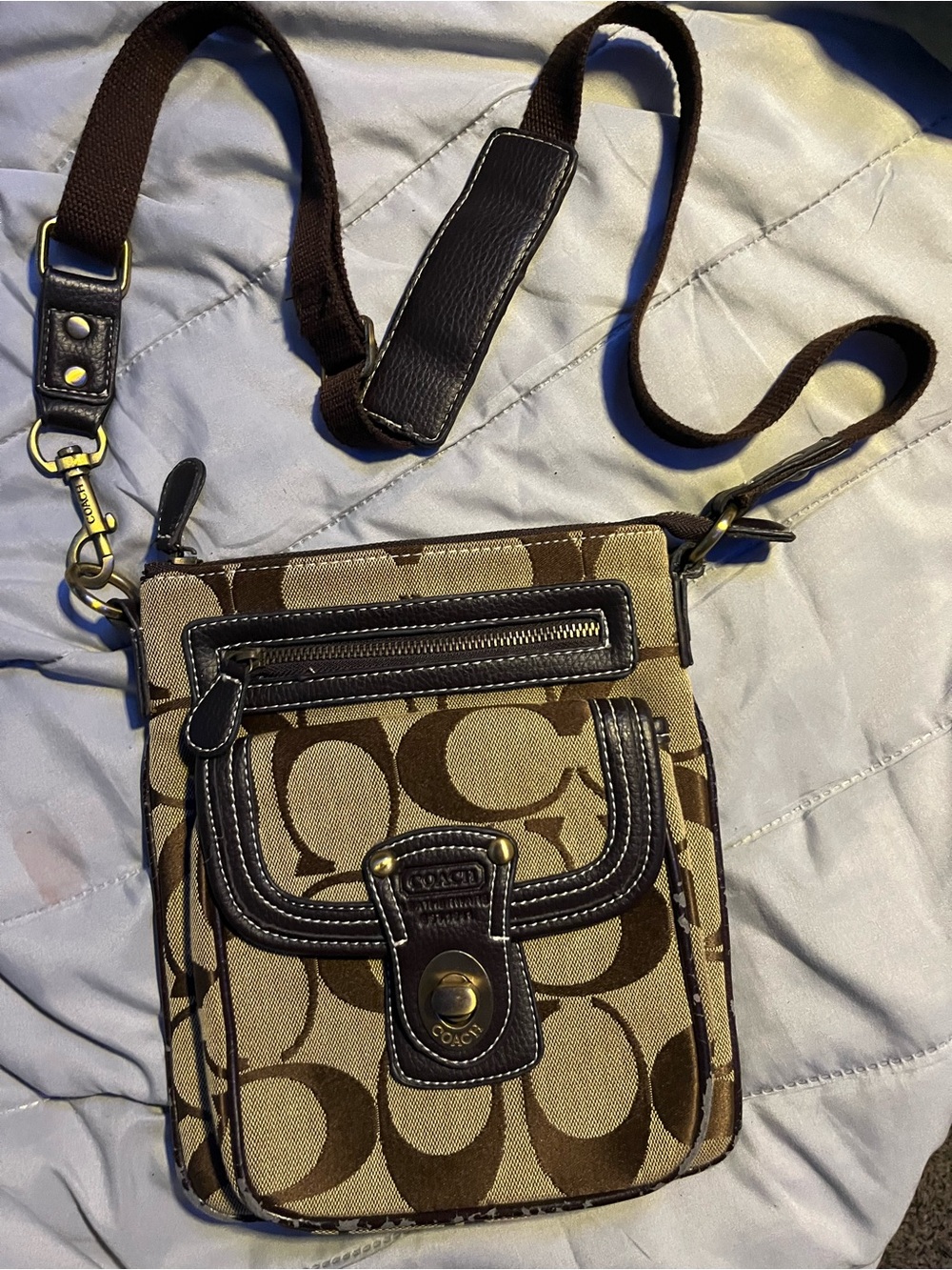 Coach Brown Signature Canvas Messenger Crossbody